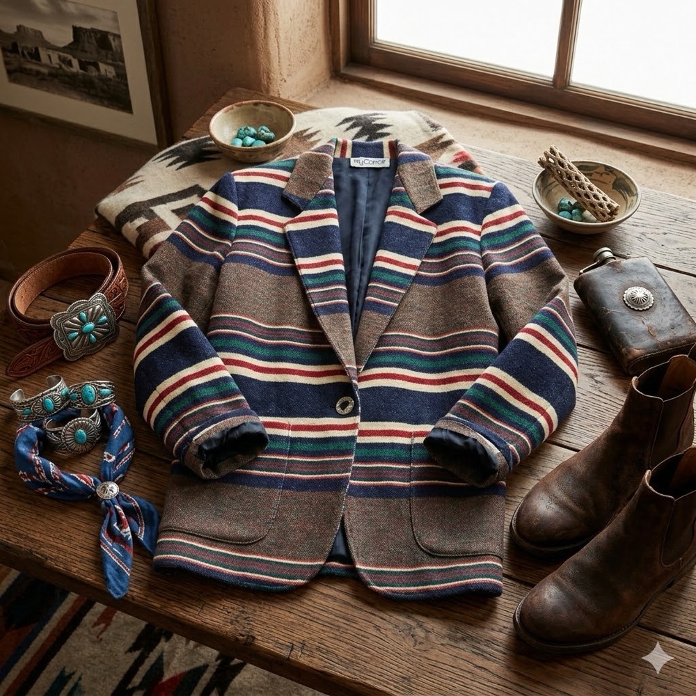 Vintage Americana Southwestern Jacket Blanket Blazer Ralph Lauren Pendleton